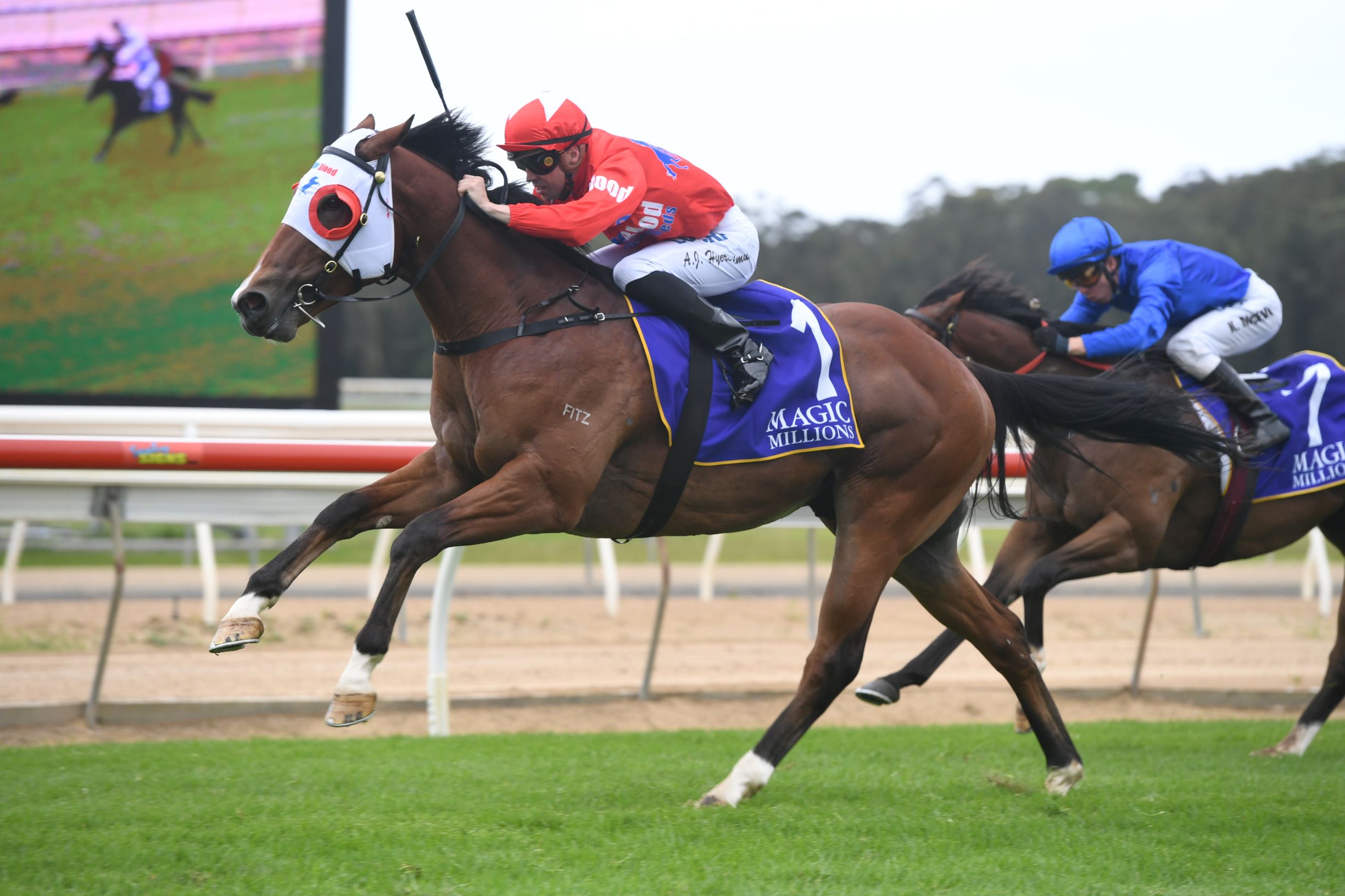 Unite and Conquer winning the Magic Millions Wyong 2yo Classic